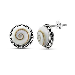 Wholesale 925 Sterling Silver 12mm Oxidized Circle Shiva Eye Stud Earrings