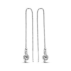 Wholesale 925 Sterling Silver Music Symbol Chain Cubic Zirconia Earrings