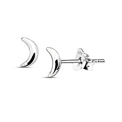 Crescent moon stud earrings silver