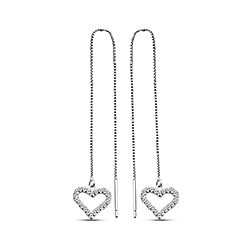 Wholesale 925 Sterling Silver Heart Chain Cubic Zirconia Earrings
