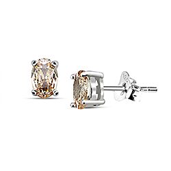 Wholesale 925 Sterling Silver Champagne Sparkly Cubic Zirconia Stud Earrings