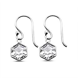Wholesale silver 9mm hexagon cubic zirconia hook earring