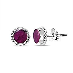 Wholesale 925 Sterling Silver Ruby Stone Round Stud Earring