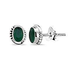 Wholesale 925 Sterling Silver Emerald Green Oval Shape Stud Earring
