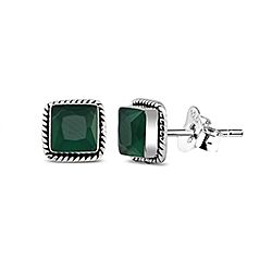 Wholesale 925 Sterling Silver Emerald Green Square Stud Earring