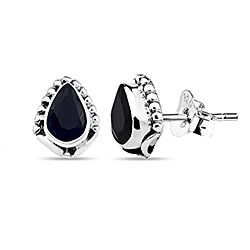 Wholesale 925 Sterling Silver Dark Blue Sapphire Teardrop Stud Earring
