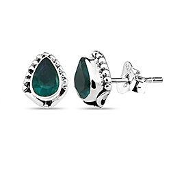 Wholesale 925 Sterling Silver Green Emerald Teardrop Shape Stud Earring