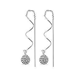 Wholesale Silver Spiral Dangle Crystal Ball Earrings
