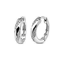 Wholesale Silver Pandora Twist CZ Hoop Earrings