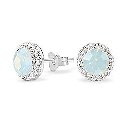 Wholesale 925 Silver White Opal Crystal Halo Stud Earrings