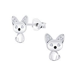 wholesale 925 sterling Silver Baby Cat Cubic Zirconia Crystal Stud Earrings 