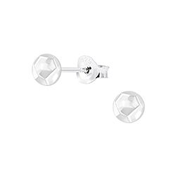 Faceted Texture Half Ball Stud Earrings Silver