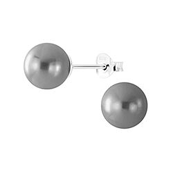 Wholesale No 1 925 Silver Sterling  Grey Shell Pearl Stud Earrings