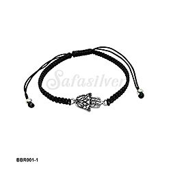 Wholesale 925 Sterling Silver Black Hamsa String Bracelet