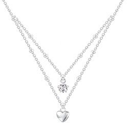 Wholesale 925 Silver Heart And Star Cubic Zirconia Rhodium Plated Necklace 