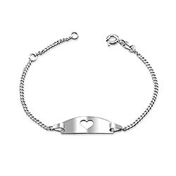 Wholesale 925 Silver Heart Tag Kids Bracelet