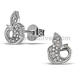 Wholesale 925 Sterling Silver Peacock CZ Micro Pave Stud Earrings