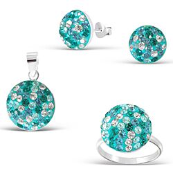 Wholesale 925 Sterling Silver Blue Round Crystal Jewelry Set