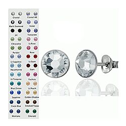 Wholesale 925 Sterling Silver Round Genuine Crystal 24 Pairs Display Stand