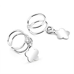 Wholesale 925 Sterling Silver Dangling Flower Ear Cuff Earrings