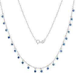 Wholesale 925 Sterling Silver Tiny Blue Chain Necklace 