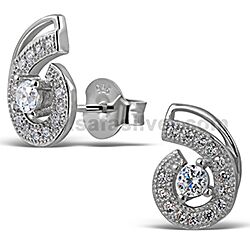 Wholesale 925 Sterling Silver CZ  One Stone Round Micro Pave Stud Earrings