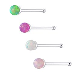 Opal Nose Stud Colorful Ball Design Silver | Safasilver