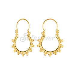 Wholesale 925 Sterling Silver Ornate Bali Gold Plated Plain Earring
