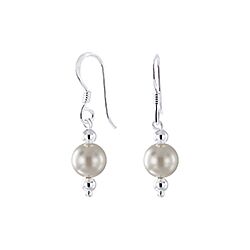 Wholesale 925 Sterling Silver Double Ball Bead Fishhook Design Pearl Earrings

