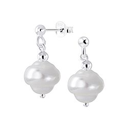 Wholesale 925 Silver ball bead dangle Pearl Stud Earrings