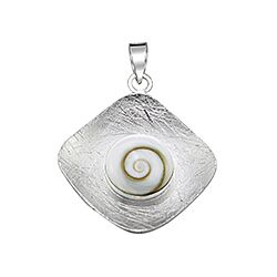 Wholesale 925 Sterling Silver  Square Design Round Shell Shiva Eye Pendant