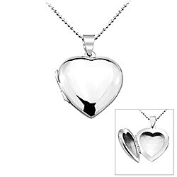 Wholesale 925 Sterling Silver 23mm Heart Locket Necklace Chain 