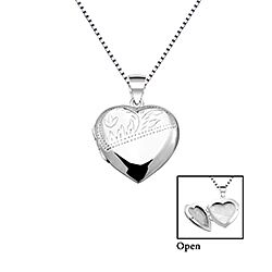 Wholesale Silver Unique Engraved Leaf Heart Locket Necklace