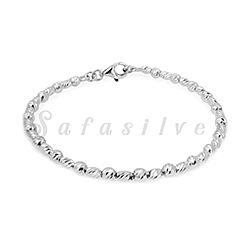 Wholesale 925 Sterling Silver Diamond Cut Bead Plain Bracelet