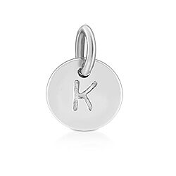 Silver Oxidized Initial Alphabet K Charm