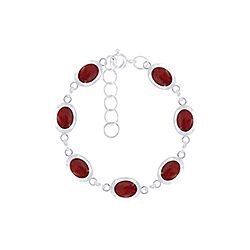 Wholesale 925 Sterling Silver Red Coral Oval Charm Semi Precious Bracelet
