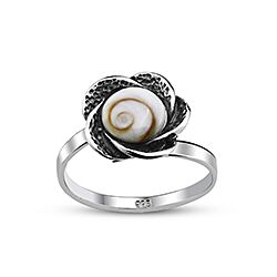 Shiva Eye Ring Silver Oxidized Flower Shell