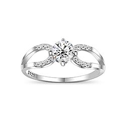 Wholesale Silver Round Shape Clear CZ Ring 