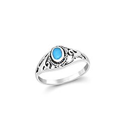 Wholesale 925 Sterling Silver 6mm Turquoise Blue Oxidized 