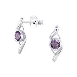 Wholesale 925 Silver S Design Amethyst Crystal Stud Earrings