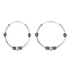 Wholesale 925 Sterling Silver Ball Beaded Chain Bali Hoop Earrings 