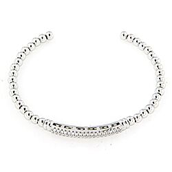 Wholesale 925 Sterling Silver Beaded Bangle Cubic Zirconia Bracelet