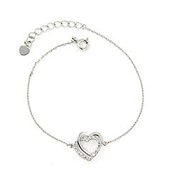 Wholesale 925 Sterling Silver Double Open Heart Cubic Zirconia Bracelet
	
