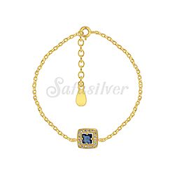 Wholesale 925 Sterling Silver Gold Plated Sapphire Cubic Zirconia Bracelet