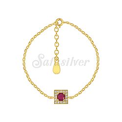 Wholesale 925 Sterling Silver Gold Plated Ruby Cubic Zirconia Bracelet