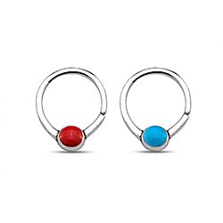 Wholesale Silver Turquoise Red Enamel Nose Septum