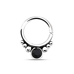 Wholesale Silver Antiqued Tribal Onyx Stone Nose Septum