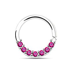 Wholesale Silver Ruby Stone Clicker Nose Septum