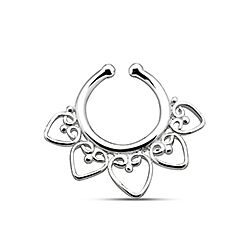 Wholesale 925 Silver Filigree Hearts Design Nose Septum