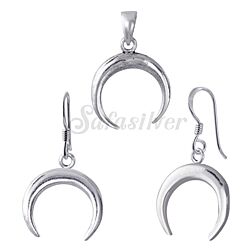 Wholesale 925 Sterling Silver Crescent Moon Plain Jewelry Set